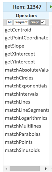Rubric Editor window: Operators panel filtered by Graph